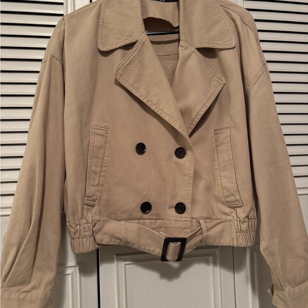 Zara Beige Double-Breasted Trench Coat